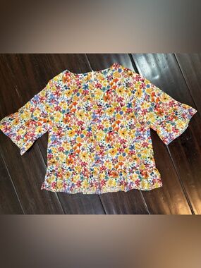 PAIO CRIPPA Italy Bright Floral Button-Front Blouse in Multi-Color Girls 6